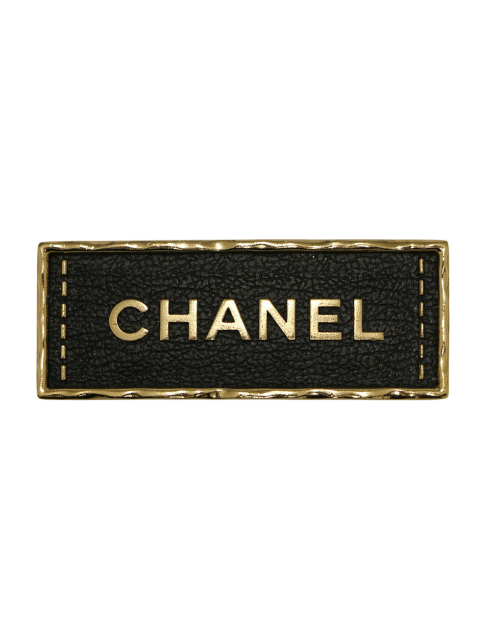 Broche plaque Chanel or et noir