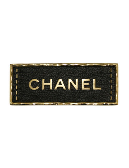 Broche plaque Chanel or et noir