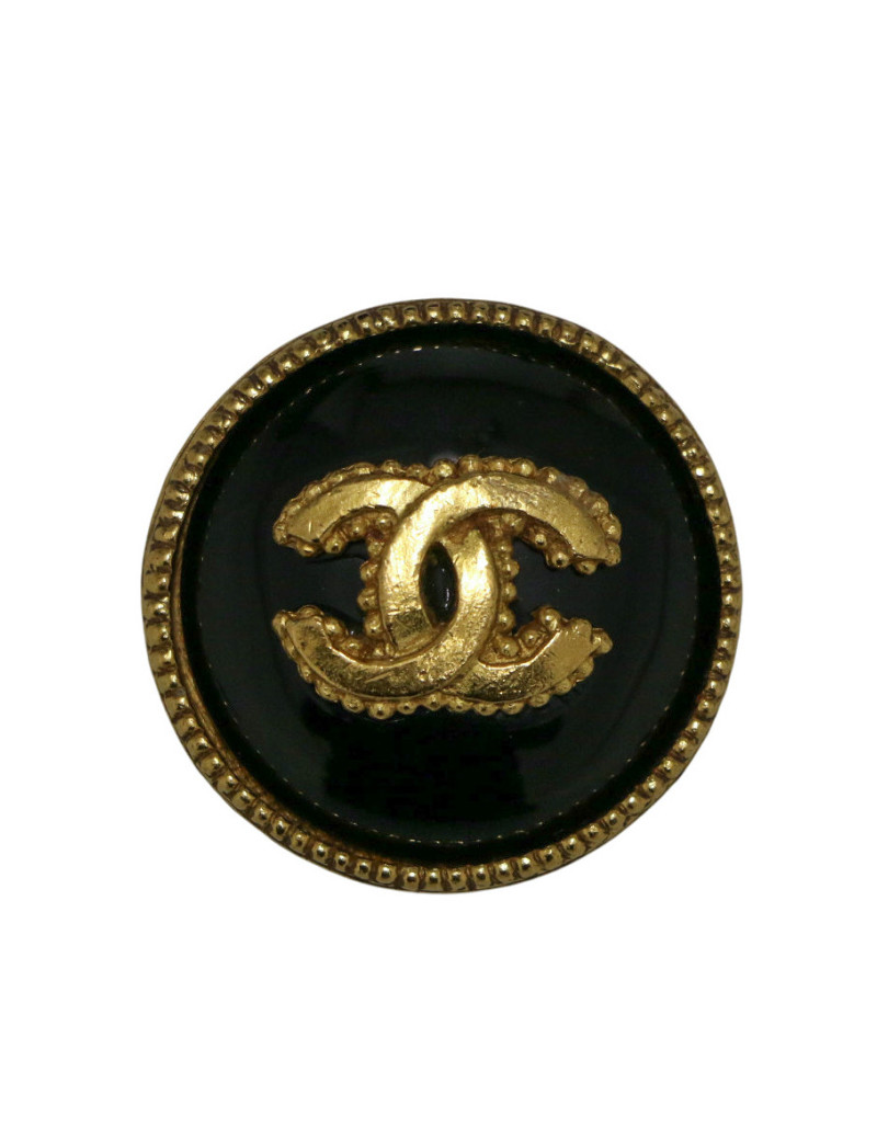 Broche Chanel ronde CC résine noire
