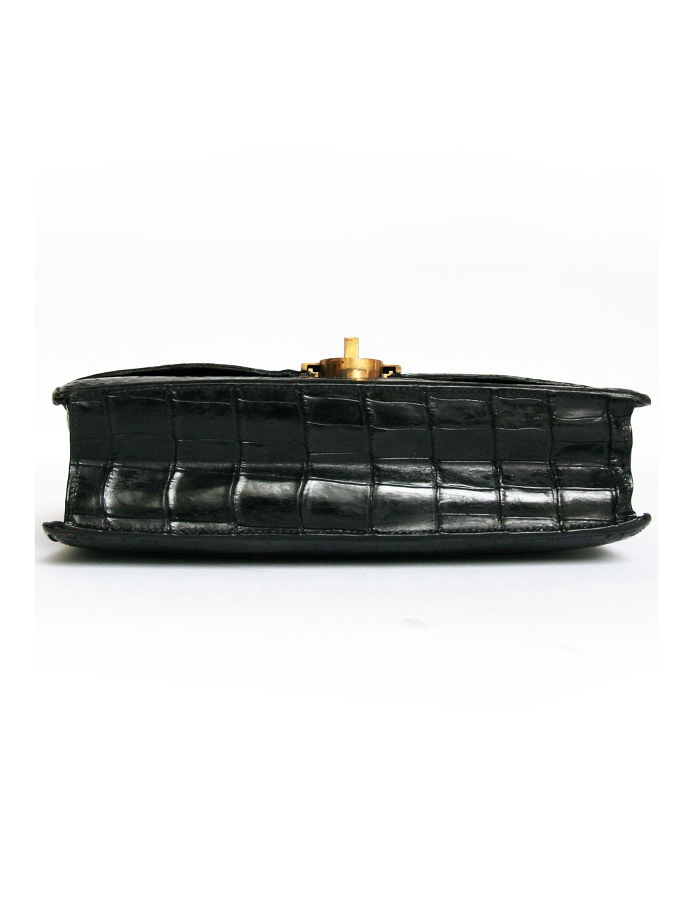 Sac HERMES vintage en crocodile porosus noir