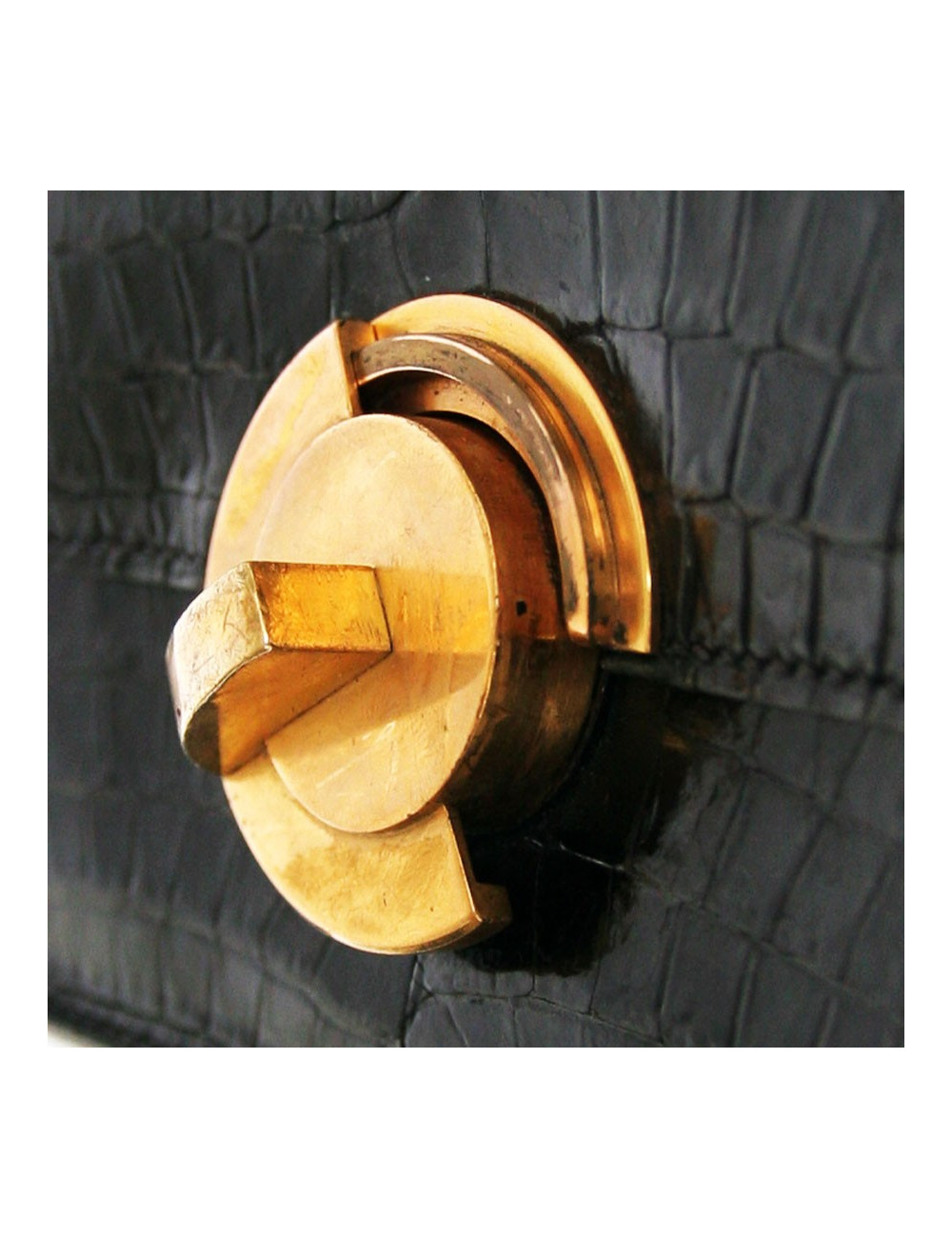 Sac HERMES vintage en crocodile porosus noir