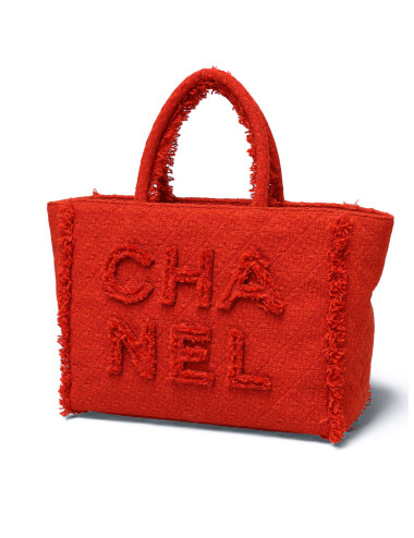 Sac shopping Chanel tweed corail