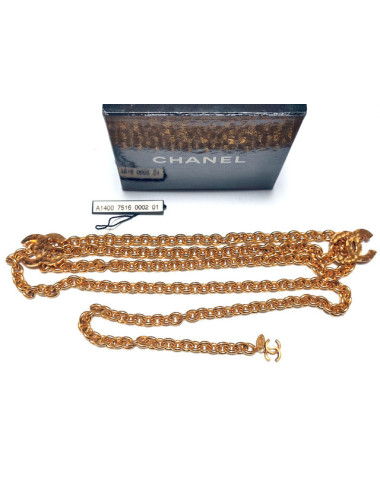Ceinture double CC doré Chanel chaine
