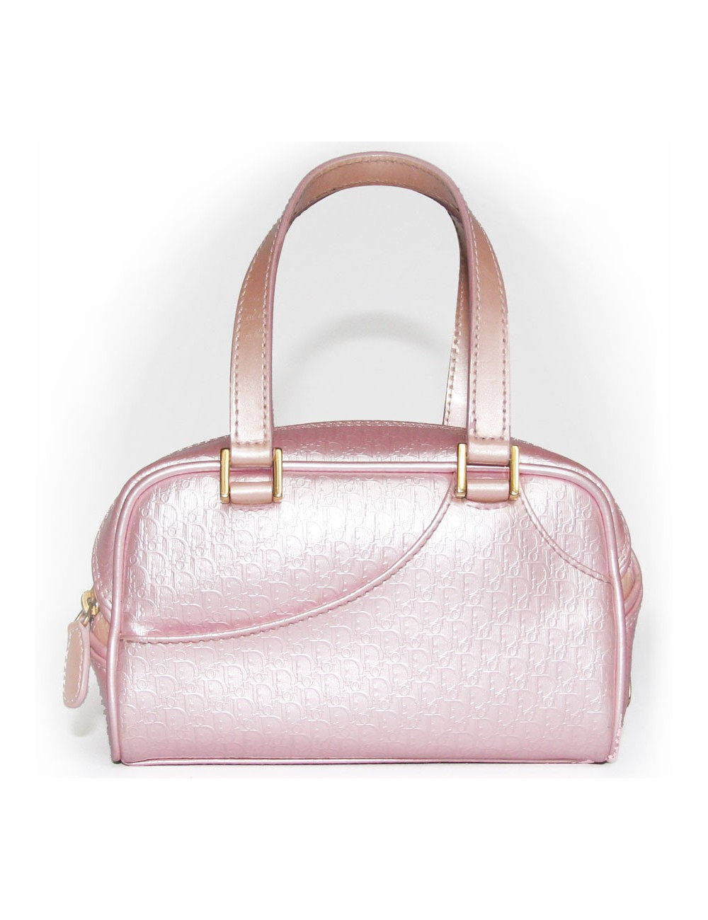 MINI sac CHRISTIAN DIOR en cuir verni rose monogrammée