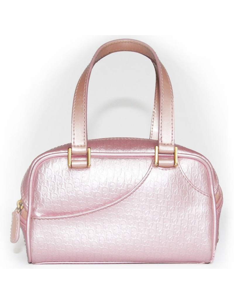 MINI sac CHRISTIAN DIOR en cuir verni rose monogrammée
