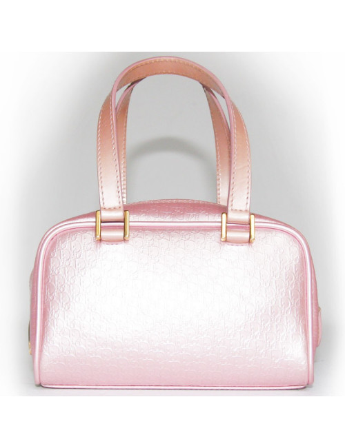 MINI sac CHRISTIAN DIOR en cuir verni rose monogrammée