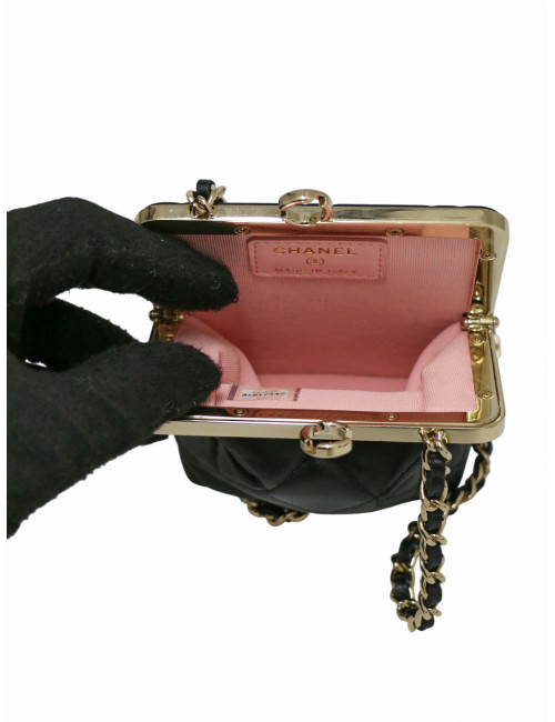 Mini sac Chanel cuir noir et résine