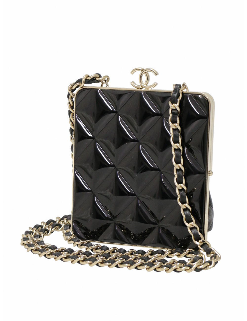 Mini sac Chanel cuir noir et résine