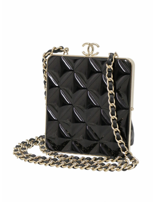 Mini sac Chanel cuir noir et résine