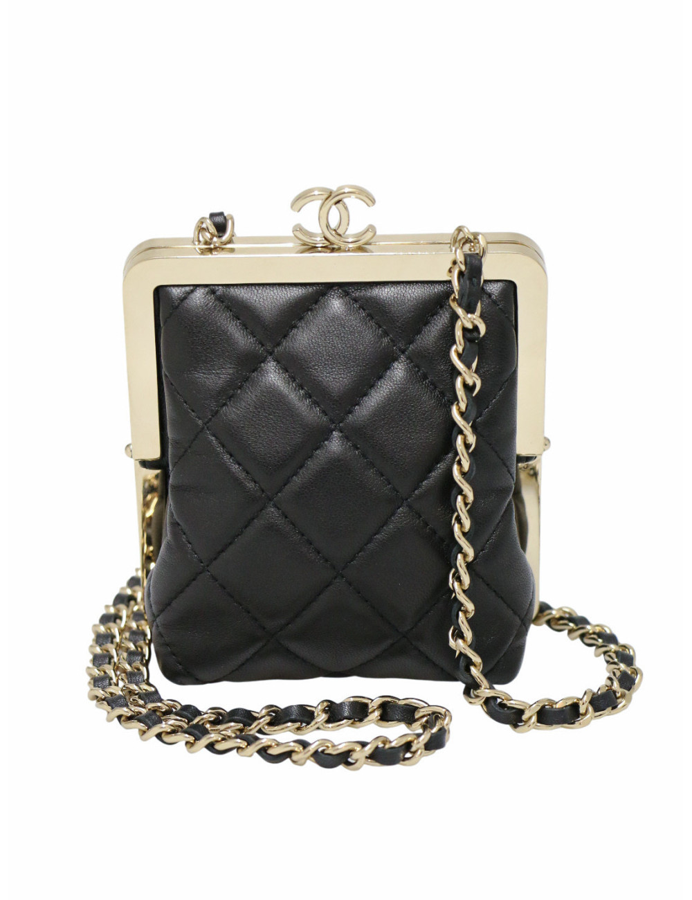 Mini sac Chanel cuir noir et résine
