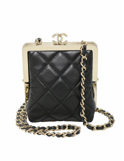 Mini sac Chanel cuir noir et résine