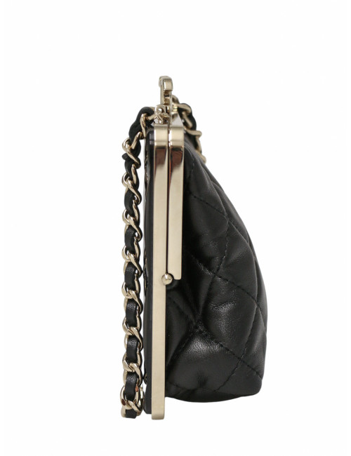 Mini sac Chanel cuir noir et résine