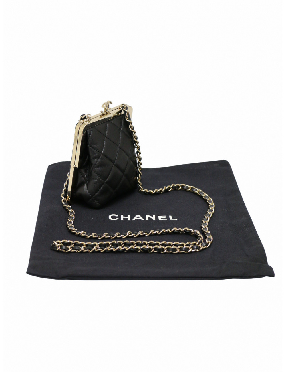 Mini sac Chanel cuir noir et résine