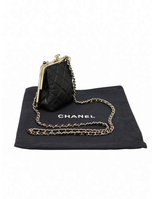 Mini sac Chanel cuir noir et résine