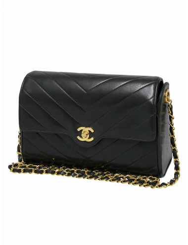 Sac Chanel chevrons noir vintage