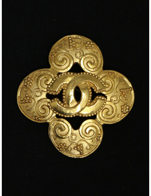 Broche Chanel CC doré Automne 1996