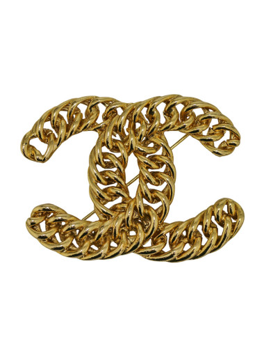 Grande broche Chanel dorée vintage