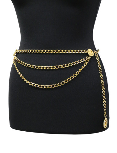 Ceinture triple chaine Chanel dorée 2
