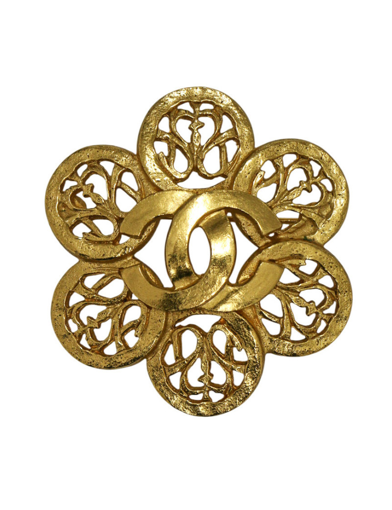 Broche Chanel dorée à ornements Automne 1995