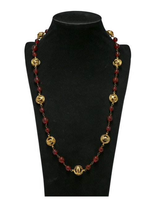 Sautoir Chanel pâte de verre rubis