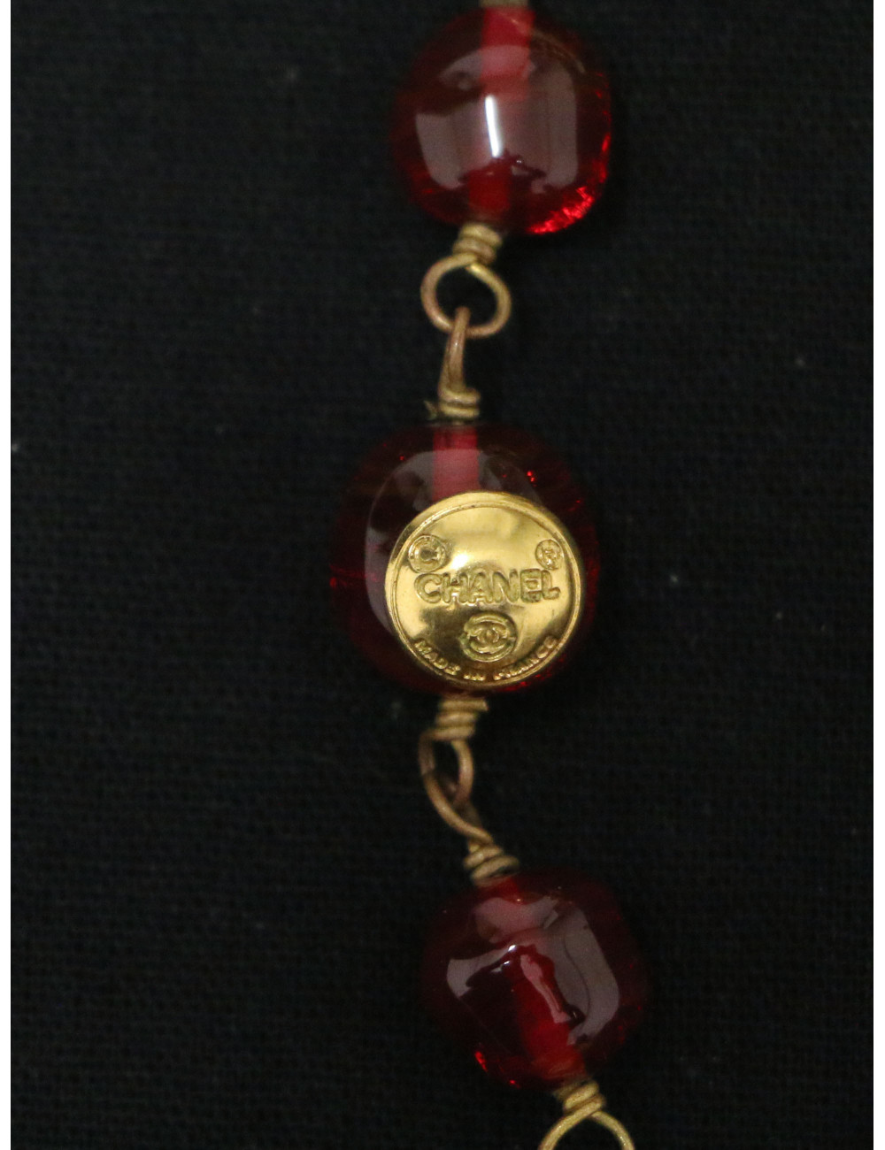 Sautoir Chanel pâte de verre rubis