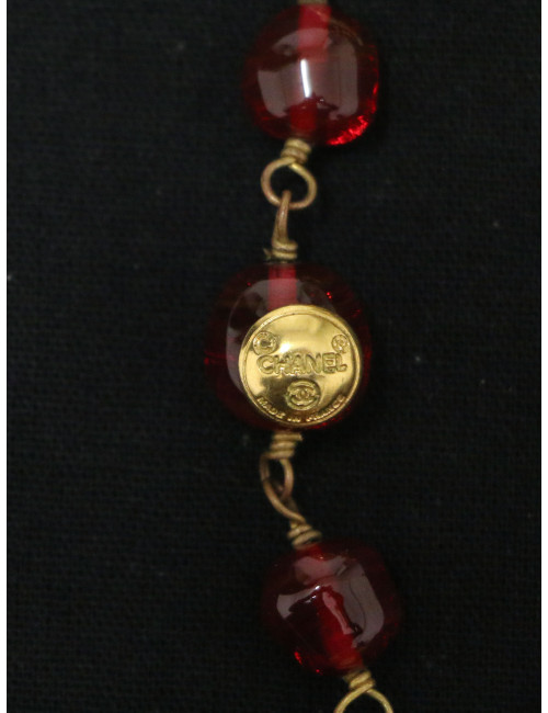 Sautoir Chanel pâte de verre rubis