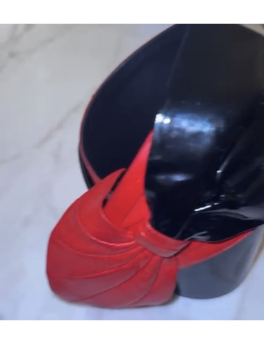 Ceinture noeud cuir verni rouge et rouge