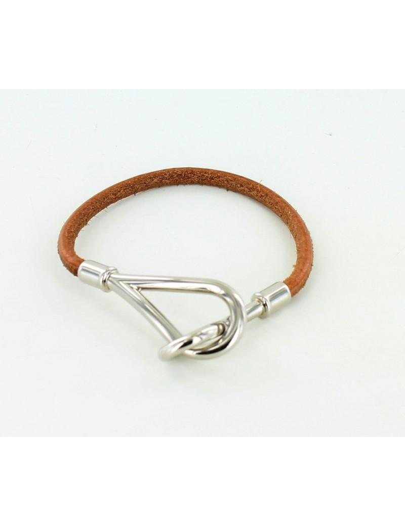 bracelet HERMES en métal argenté