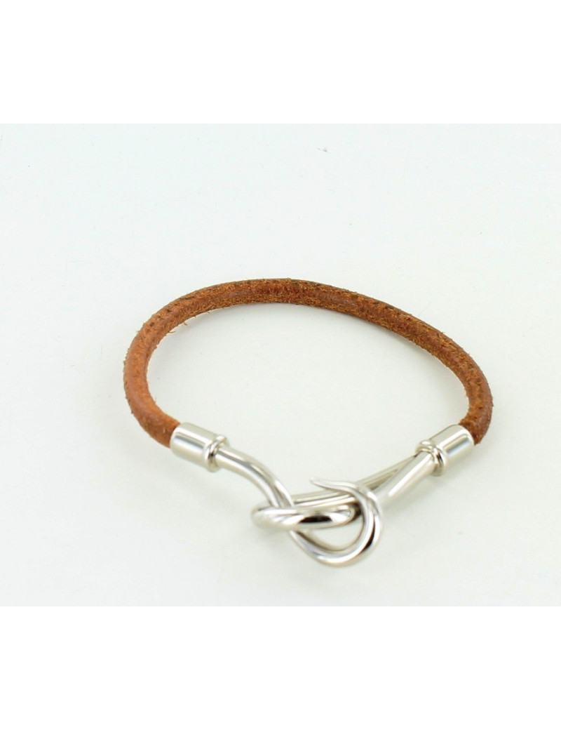 bracelet HERMES en métal argenté