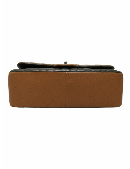 Sac Jumbo tricolore Chanel marron bijouterie argent