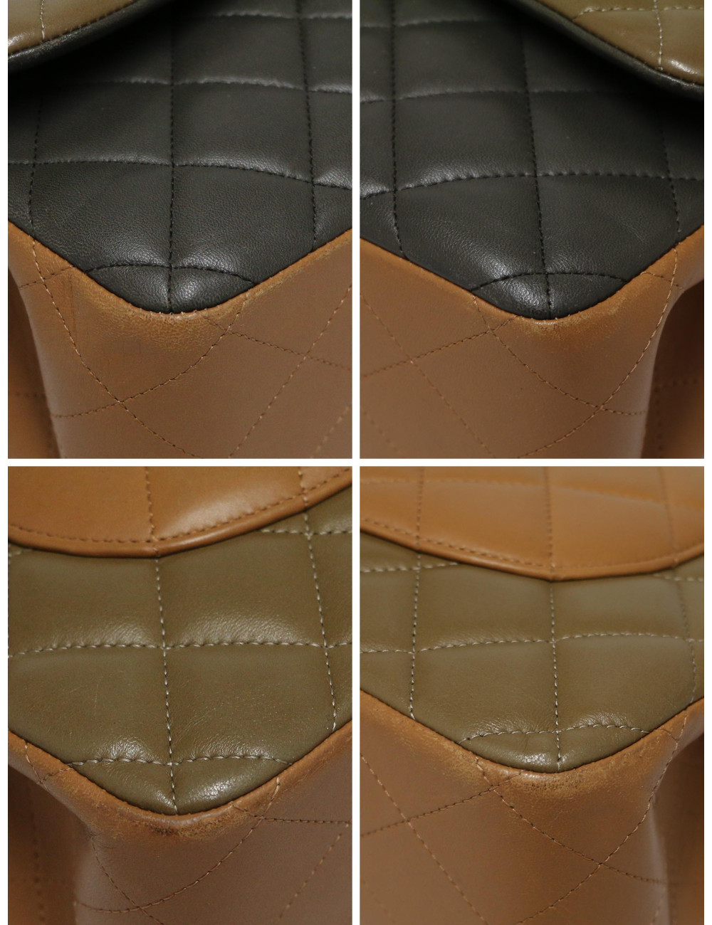 Sac Jumbo tricolore Chanel marron bijouterie argent