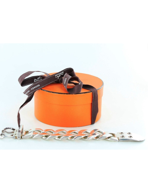 gourmette HERMES GM argent massif