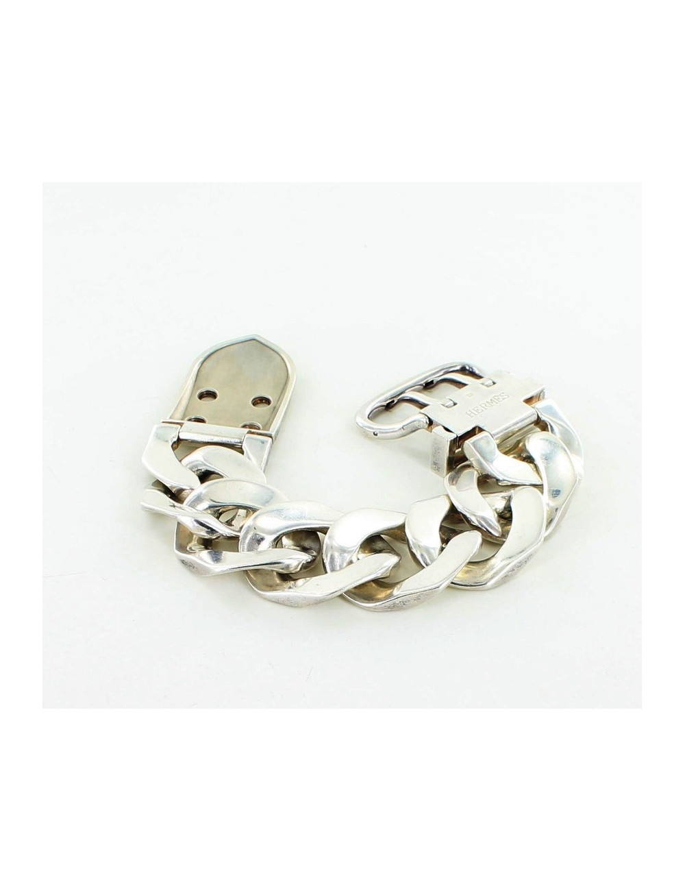 gourmette HERMES GM argent massif