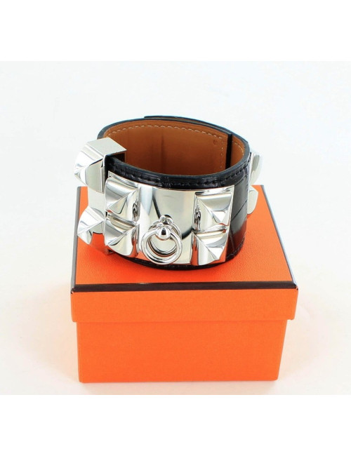 manchette CDC HERMES croco noir