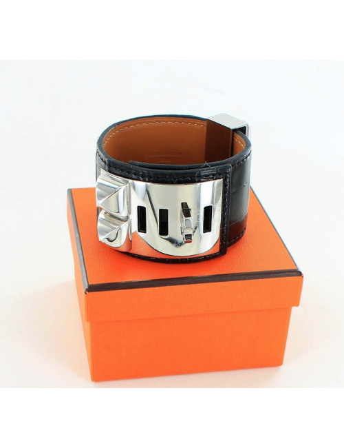 manchette CDC HERMES croco noir