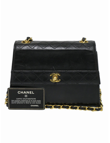 Sac vintage Chanel cuir d'agneau noir 2