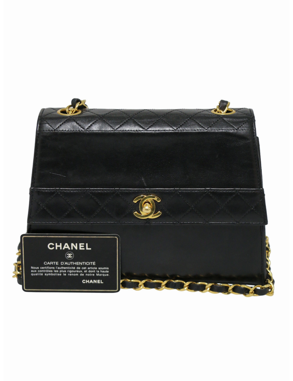 Sac vintage Chanel cuir d'agneau noir