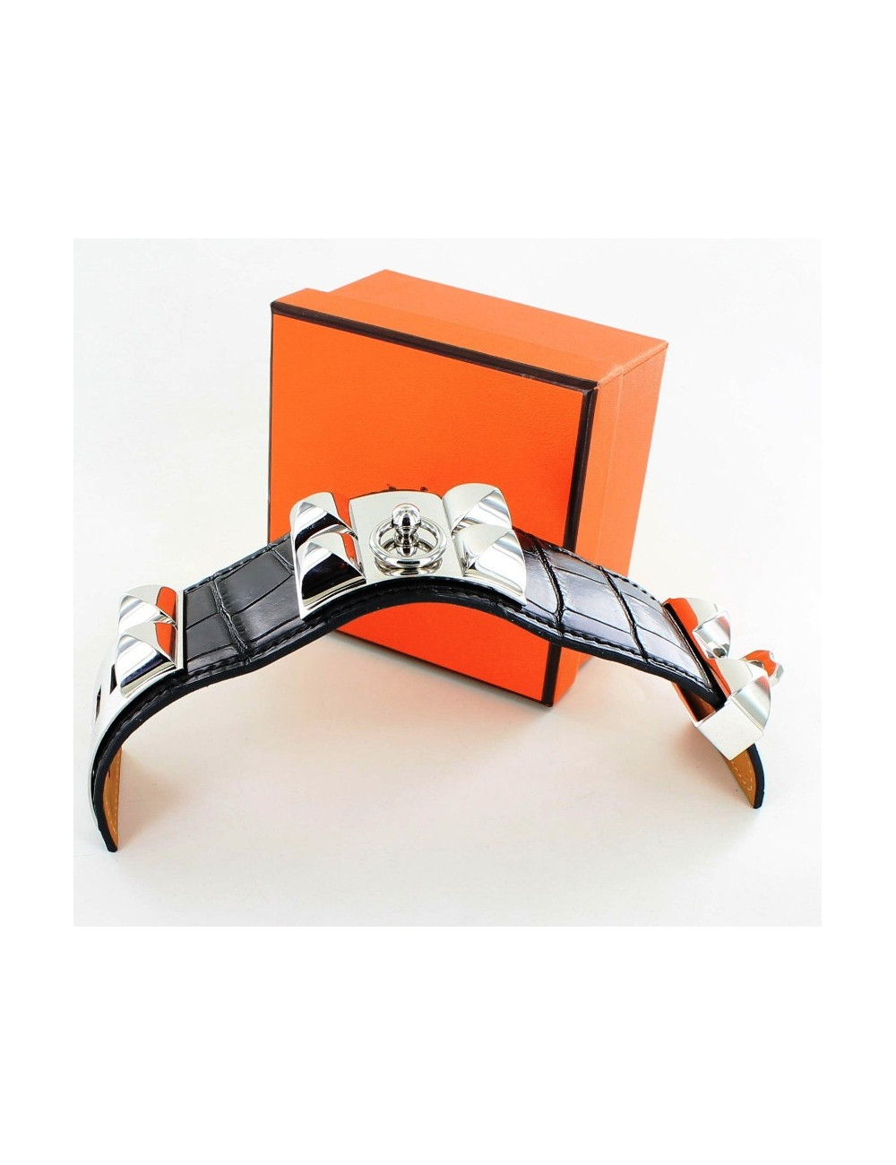 manchette CDC HERMES croco noir