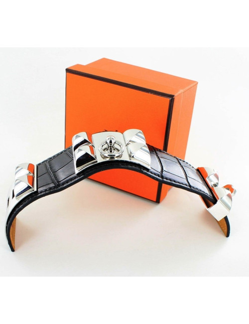 manchette CDC HERMES croco noir