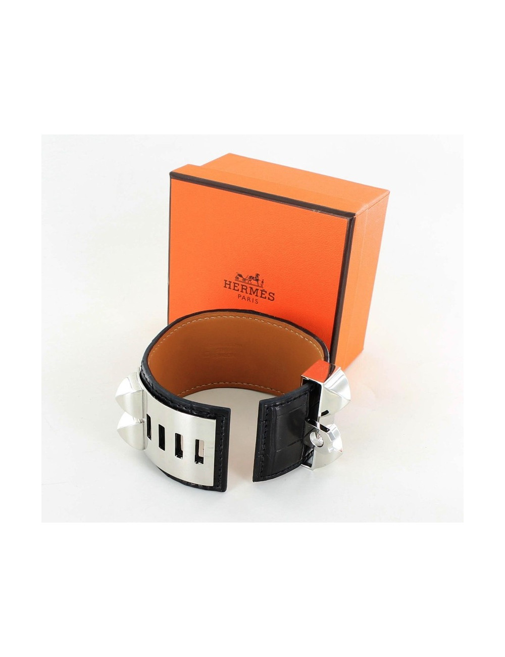 manchette CDC HERMES croco noir