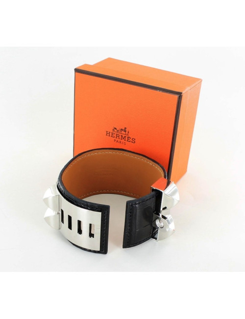 manchette CDC HERMES croco noir