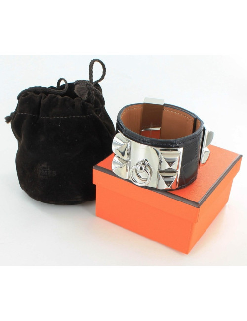 manchette CDC HERMES  t S croco noir