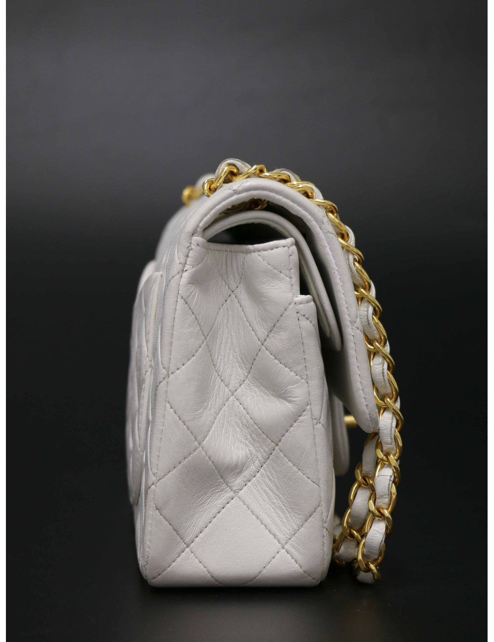 Sac Chanel Timeless 23 blanc bijouterie plaqué or 24K