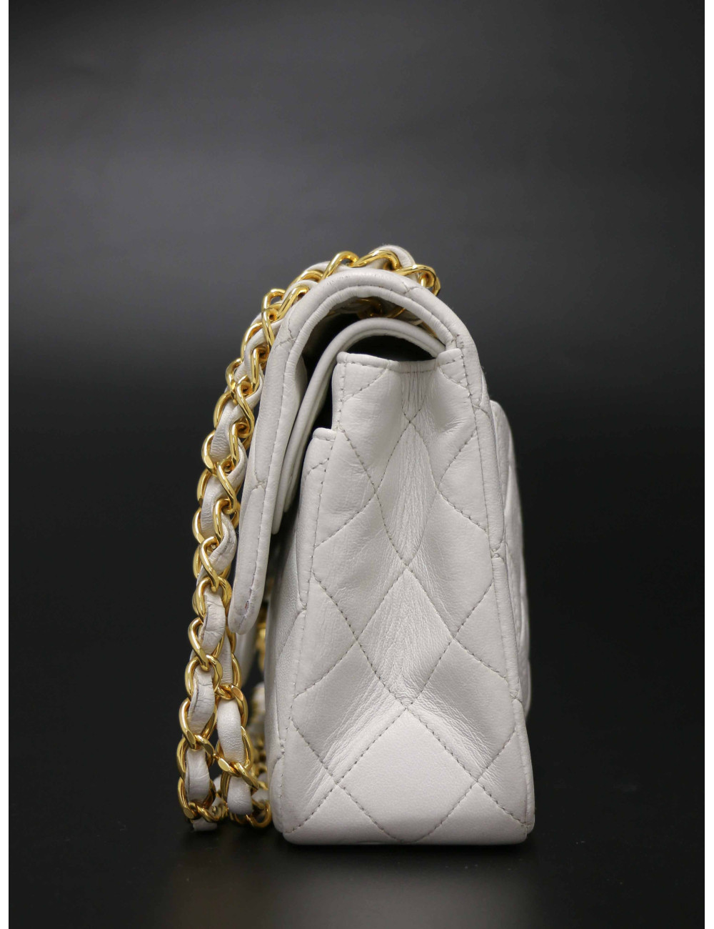 Sac Chanel Timeless 23 blanc bijouterie plaqué or 24K