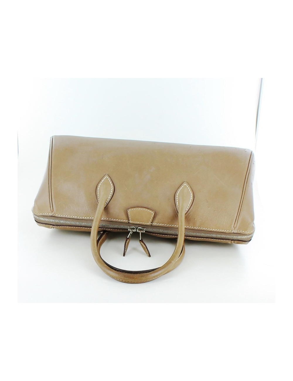 mini sac HERMES en cuir de veau swift beige