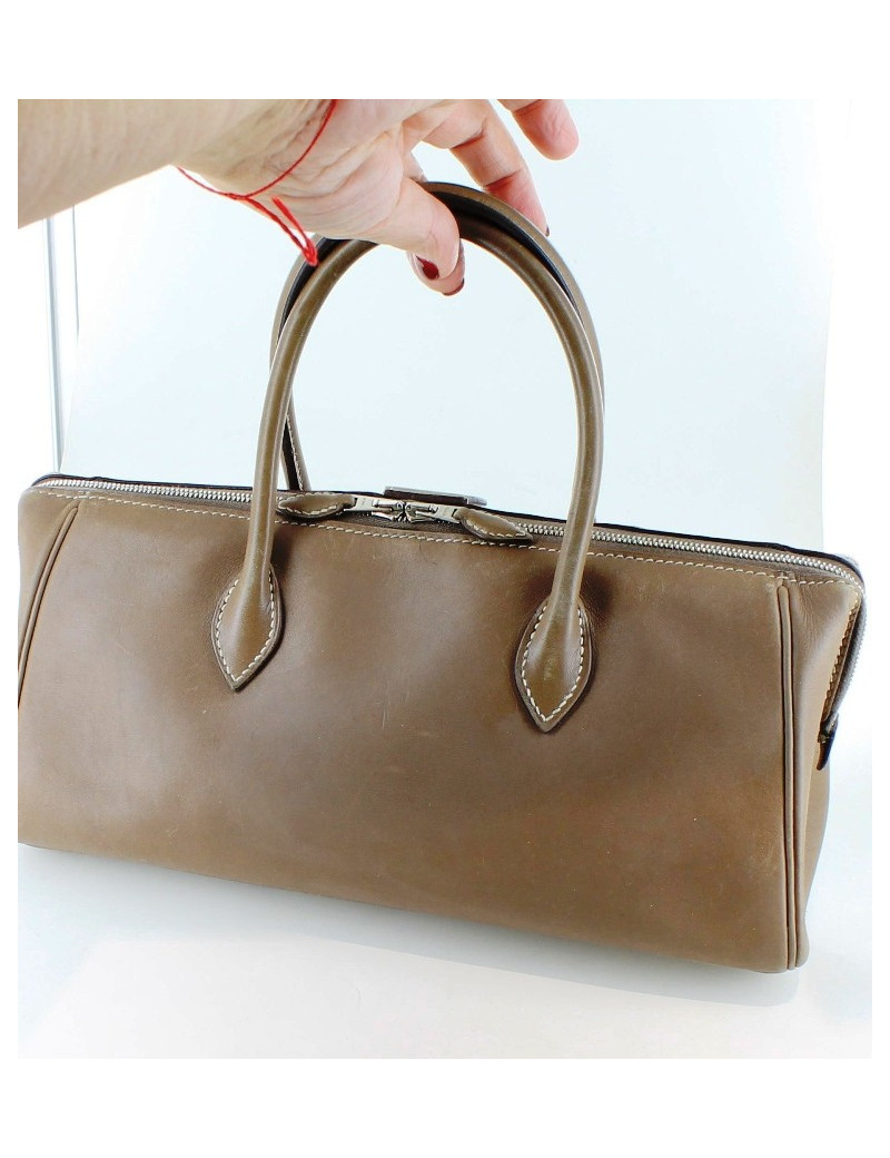 mini sac HERMES en cuir de veau swift beige