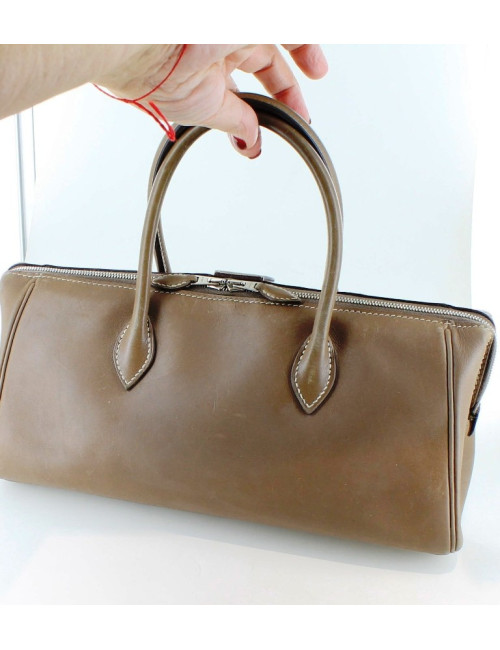 mini sac HERMES en cuir de veau swift beige