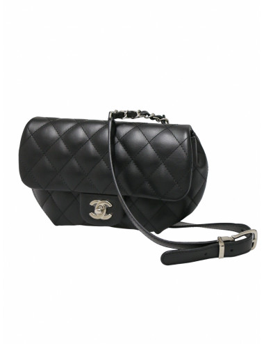 Banane Chanel cuir de veau noir