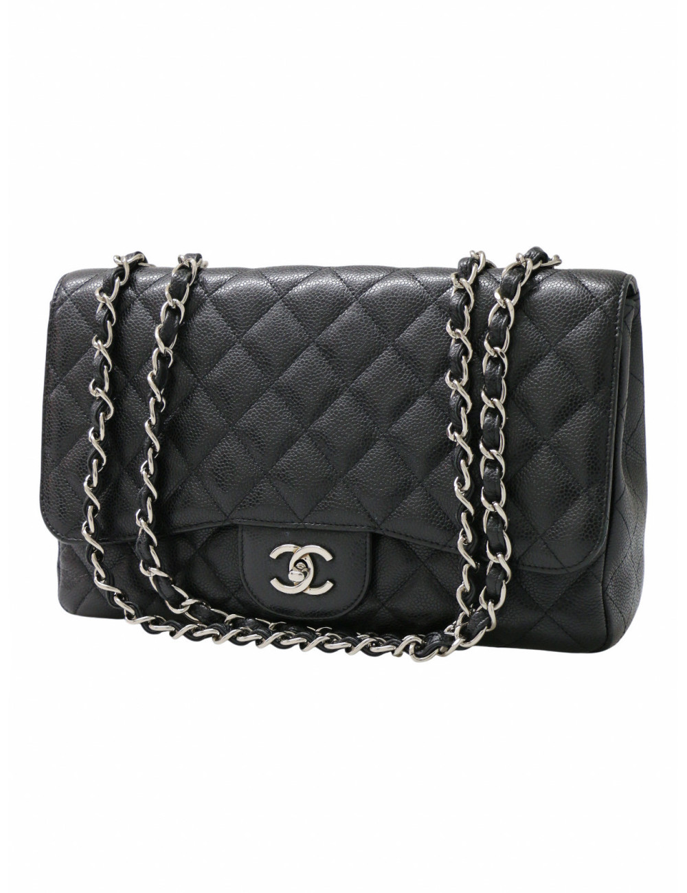Jumbo Chanel cuir caviar noir