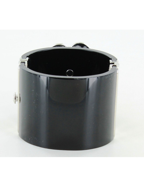 manchette CHANEL noire et camélia en brillants